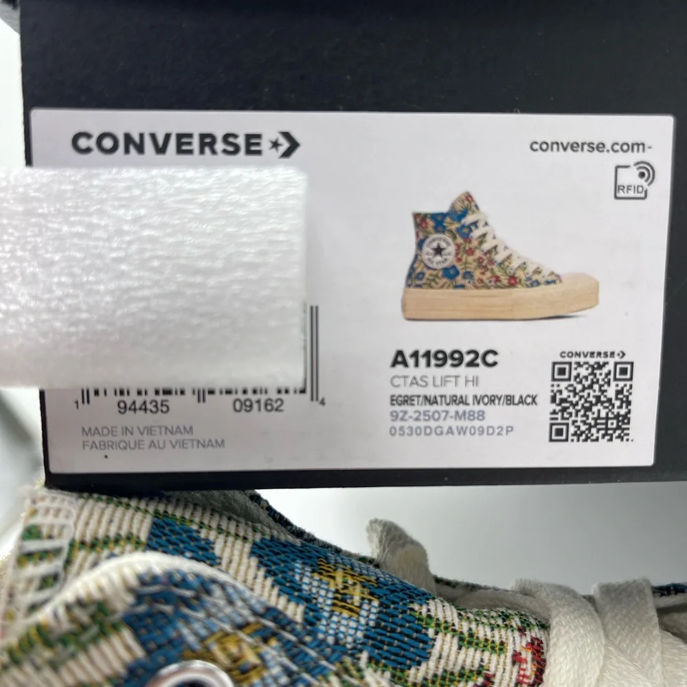 Converse WMNS Floral High-Top CTAS LIFT HI EGRET/NATURAL IVORY Platform Sneakers